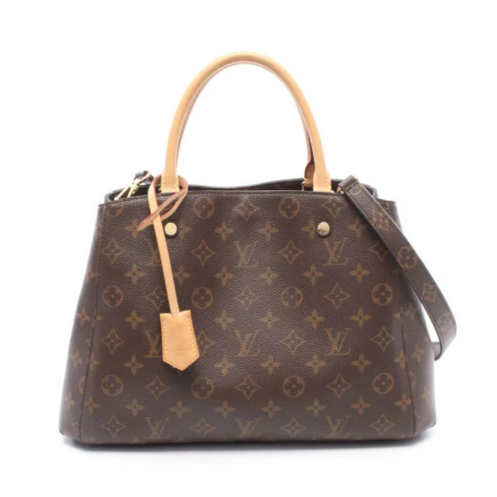 Louis Vuitton Montaigne Monogram Handbag Canvas Leather Brown